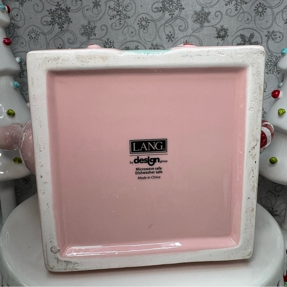 LANG Christmas Pale Pink Peppermint Gingerbread Candy Cane Ceramic Xmas Teapot - Picture 7 of 12